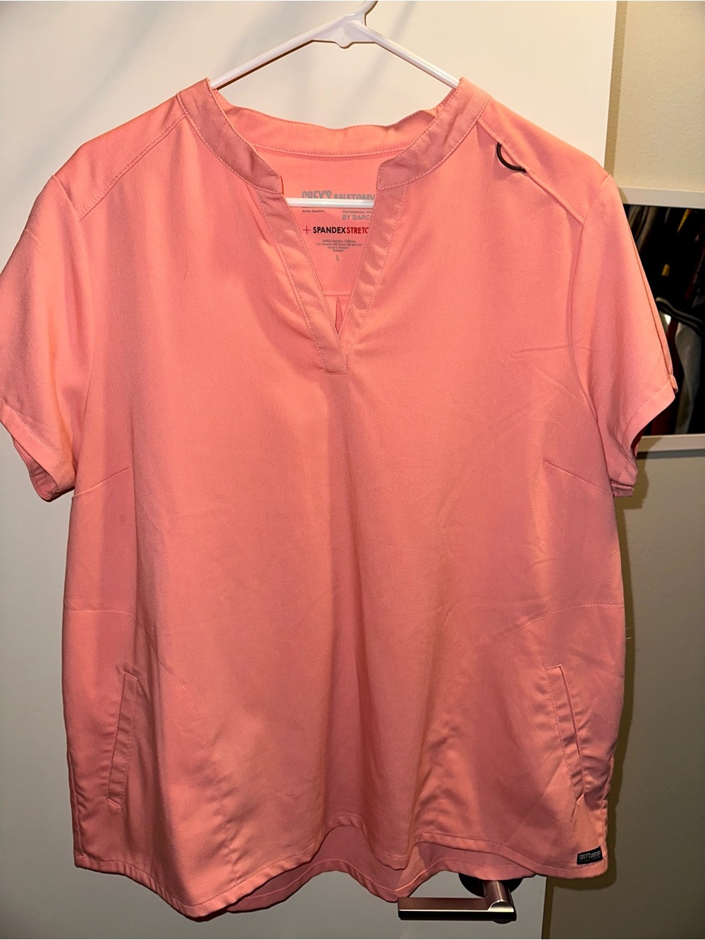 Grey's Anatomy Women's Pink V-Neck Scrub Top